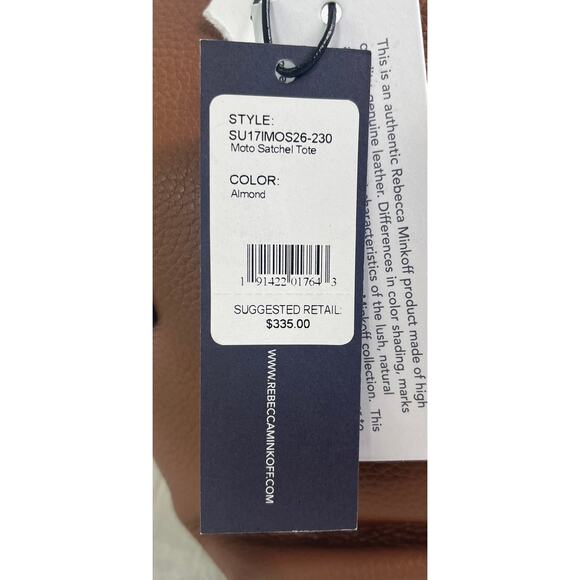 B4 REBECCA MINKOFF NWT Moto Tote Satchel Genuine Leather Almond - Picture 8 of 8